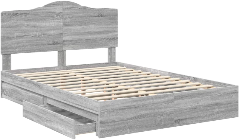 vidaXL Κρεβάτι Αποθήκης Γκρίζο Σονομα 140 x 200 cm Επεξεργασμένο ξύλο
