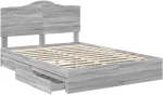 vidaXL Κρεβάτι Αποθήκης Γκρίζο Σονομα 140 x 200 cm Επεξεργασμένο ξύλο