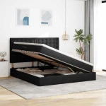 vidaXL Κρεβάτι Αποθήκης με στρώμα Μαύρο 180 x 200 cm Τεχνητό Δέρμα
