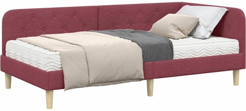 vidaXL Κρεβάτι Γωνίας με στρώμα Κόκκινο 100 x 200 cm ύφασμα