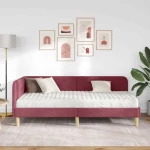 vidaXL Κρεβάτι Γωνίας με στρώμα Κόκκινο 100 x 200 cm ύφασμα