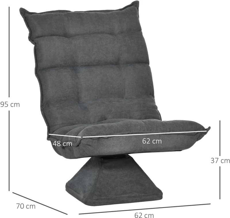 HOMCOM Πολυθρόνα Lounge, περιστρεφόμενη, όψη λινό, 62 cm x 70 cm x 95 cm, Γκρι