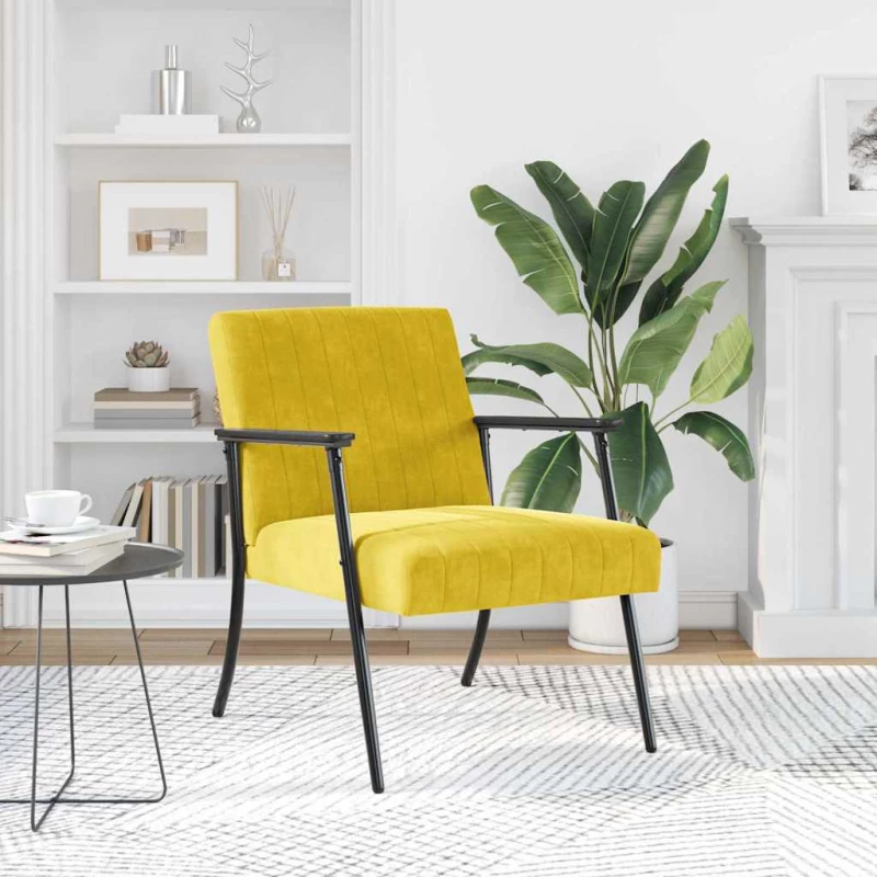 vidaXL Πολυθρόνα Κίτρινο 59 x 75 x 78 εκ Βελούδο