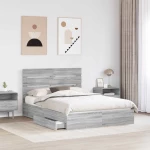 vidaXL Κρεβάτι Αποθήκης Γκρίζο Σονομα 140 x 200 cm Επεξεργασμένο ξύλο