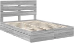 vidaXL Κρεβάτι Αποθήκης Γκρίζο Σονομα 140 x 200 cm Επεξεργασμένο ξύλο
