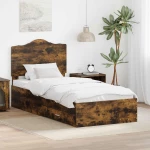 vidaXL Σκελετός Κρεβατιού Καπνιστό Δρύς 75 x 190 cm Επεξεργασμένο ξύλο