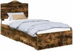 vidaXL Σκελετός Κρεβατιού Καπνιστό Δρύς 75 x 190 cm Επεξεργασμένο ξύλο