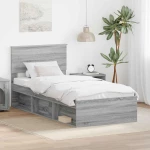 vidaXL Σκελετός Κρεβατιού Γκρίζο Σονομα 75 x 190 cm Επεξεργασμένο ξύλο