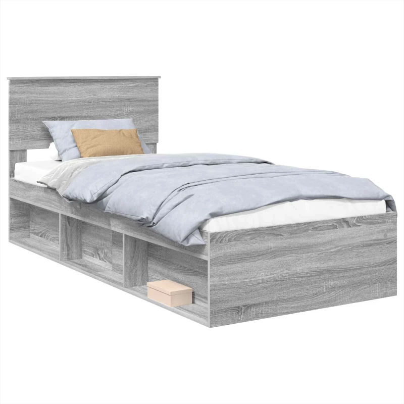 vidaXL Σκελετός Κρεβατιού Γκρίζο Σονομα 75 x 190 cm Επεξεργασμένο ξύλο
