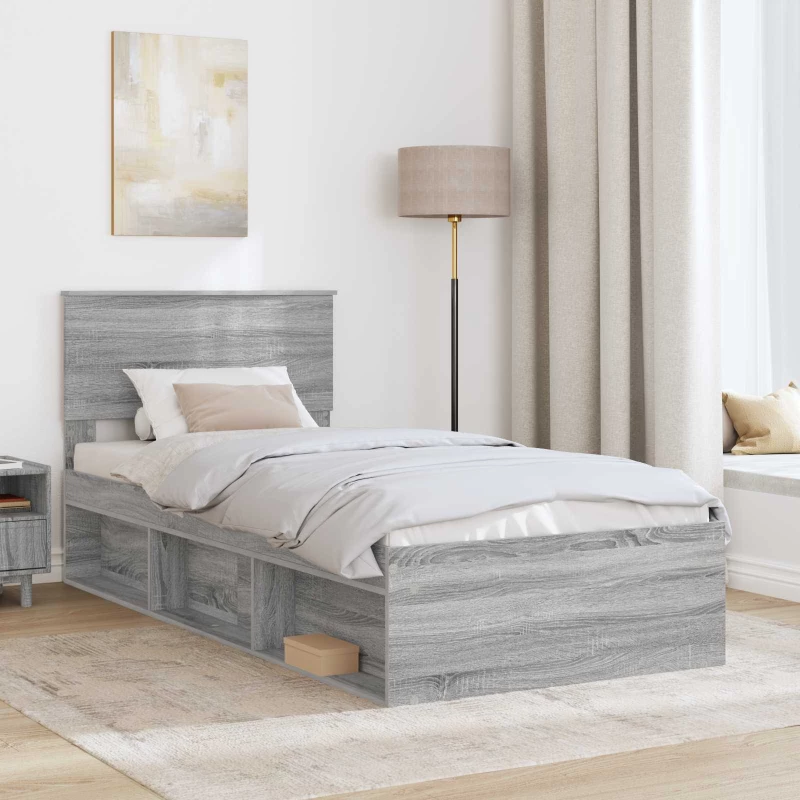 vidaXL Σκελετός Κρεβατιού Γκρίζο Σονομα 75 x 190 cm Επεξεργασμένο ξύλο