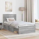 vidaXL Σκελετός Κρεβατιού Γκρίζο Σονομα 75 x 190 cm Επεξεργασμένο ξύλο