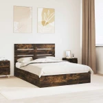 vidaXL Κρεβάτι Αποθήκης Καπνιστό Δρύς 160 x 200 cm Επεξεργασμένο ξύλο