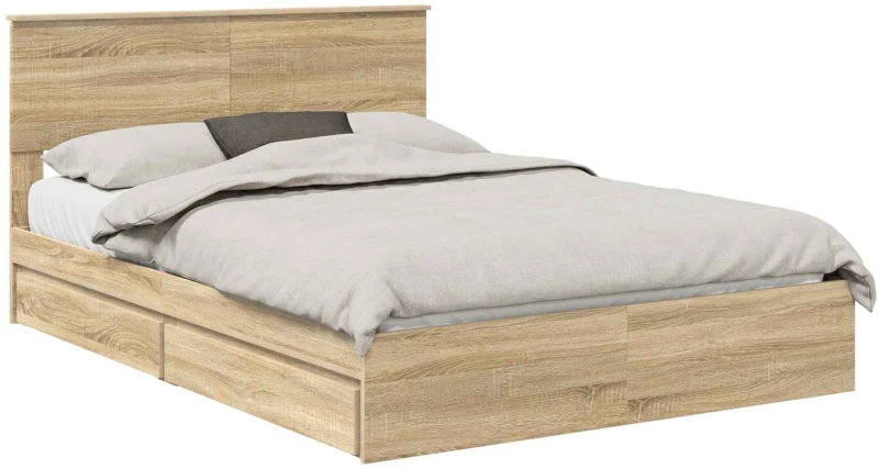 vidaXL Κρεβάτι Αποθήκης Δρύς Sonoma 140 x 200 cm Επεξεργασμένο ξύλο