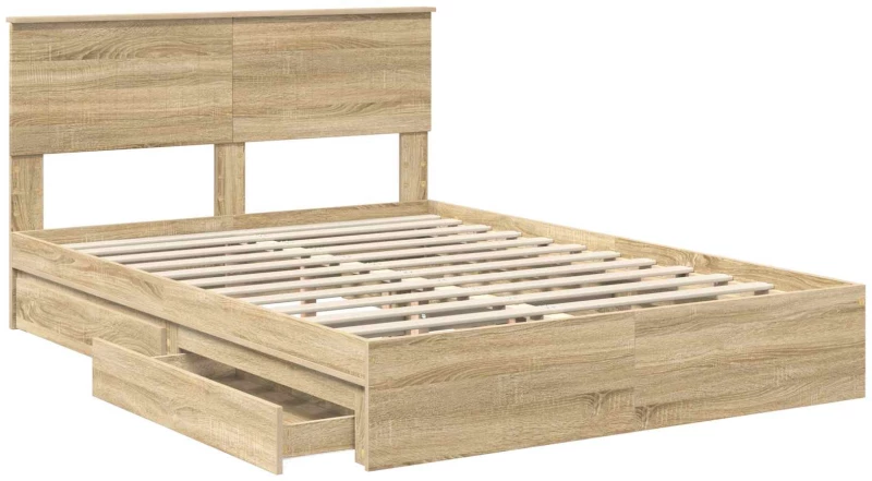 vidaXL Κρεβάτι Αποθήκης Δρύς Sonoma 140 x 200 cm Επεξεργασμένο ξύλο
