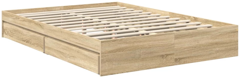 vidaXL Κρεβάτι Αποθήκης Δρύς Sonoma 140 x 200 cm Επεξεργασμένο ξύλο