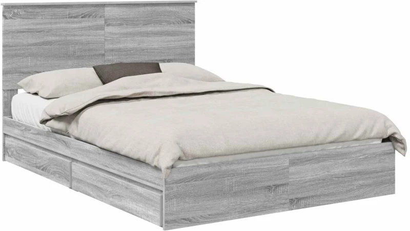 vidaXL Κρεβάτι Αποθήκης Γκρίζο Σονομα 140 x 200 cm Επεξεργασμένο ξύλο
