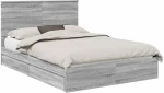 vidaXL Κρεβάτι Αποθήκης Γκρίζο Σονομα 140 x 200 cm Επεξεργασμένο ξύλο