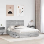 vidaXL Κρεβάτι Αποθήκης Γκρίζο Σονομα 140 x 200 cm Επεξεργασμένο ξύλο