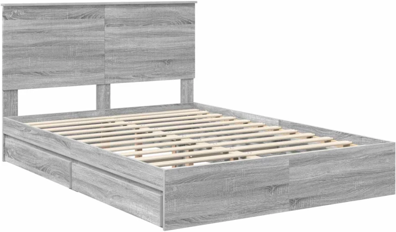 vidaXL Κρεβάτι Αποθήκης Γκρίζο Σονομα 140 x 200 cm Επεξεργασμένο ξύλο