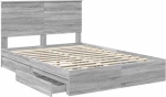 vidaXL Κρεβάτι Αποθήκης Γκρίζο Σονομα 140 x 200 cm Επεξεργασμένο ξύλο