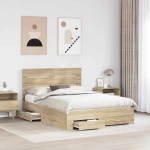 vidaXL Σκελετός Κρεβατιού Δρύς Sonoma 140 x 190 cm Επεξεργασμένο ξύλο