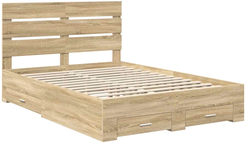 vidaXL Σκελετός Κρεβατιού Δρύς Sonoma 140 x 190 cm Επεξεργασμένο ξύλο