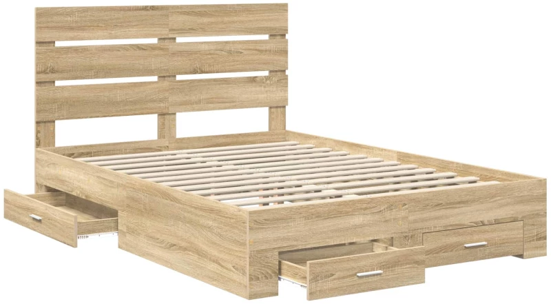 vidaXL Σκελετός Κρεβατιού Δρύς Sonoma 140 x 190 cm Επεξεργασμένο ξύλο