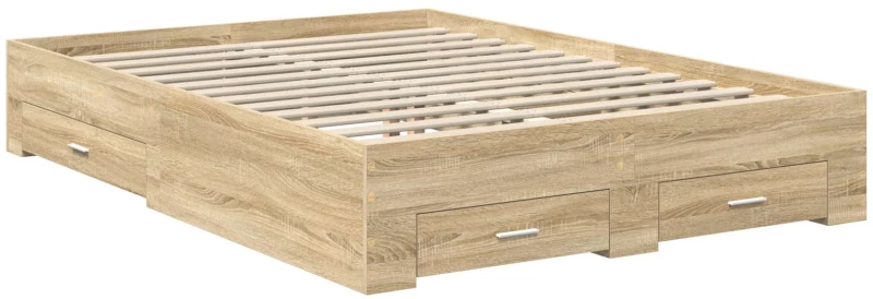 vidaXL Σκελετός Κρεβατιού Δρύς Sonoma 140 x 190 cm Επεξεργασμένο ξύλο