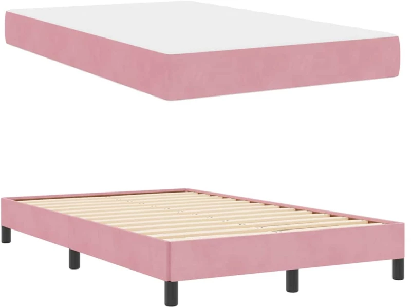 vidaXL Κρεβάτι με ελατήρια με στρώμα Ροζ 120 x 220 cm ύφασμα
