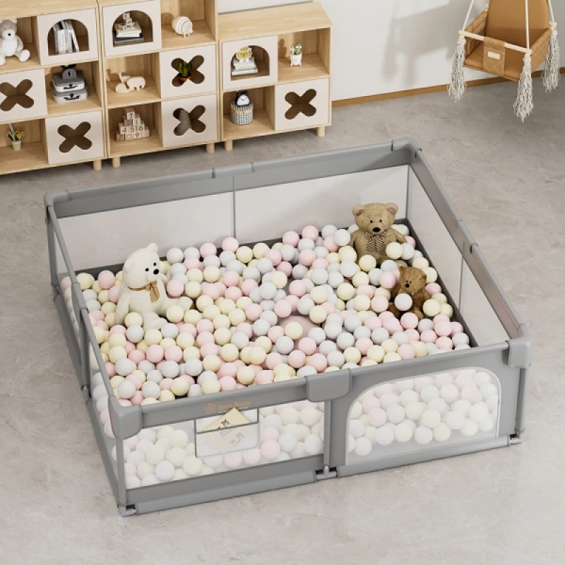 BEBE STARS  Πάρκο για μωρά ορθογώνιο 180x200cm PLAYZEN Grey