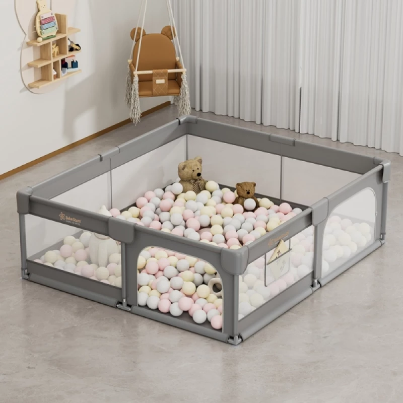 BEBE STARS  Πάρκο για μωρά ορθογώνιο 180x200cm PLAYZEN Grey