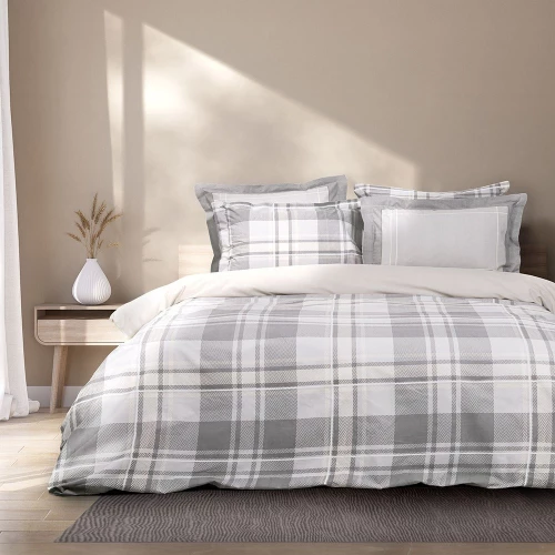 Σεντόνια Arthur Με Λάστιχο (Σετ 3τμχ) Grey-Beige Nima Μονό 100x232cm 100% Βαμβάκι