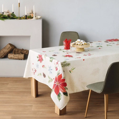 Τραπεζομάντηλο Χριστουγεννιάτικο Snow 254 Beige-Red Kentia 135X180cm