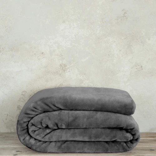 Κουβέρτα Βελουτέ Coperta Dark Grey Nima Μονό 160x220cm Πολυέστερ