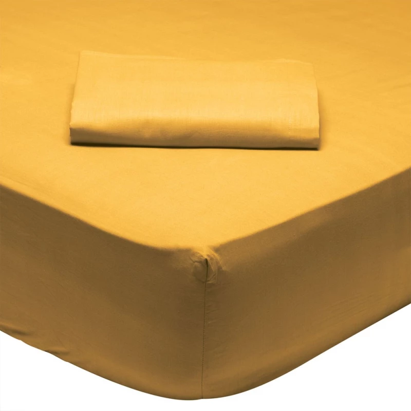 Σεντόνι 1019 Με Λάστιχο Mustard Das Home King Size 180x235cm 100% Βαμβάκι