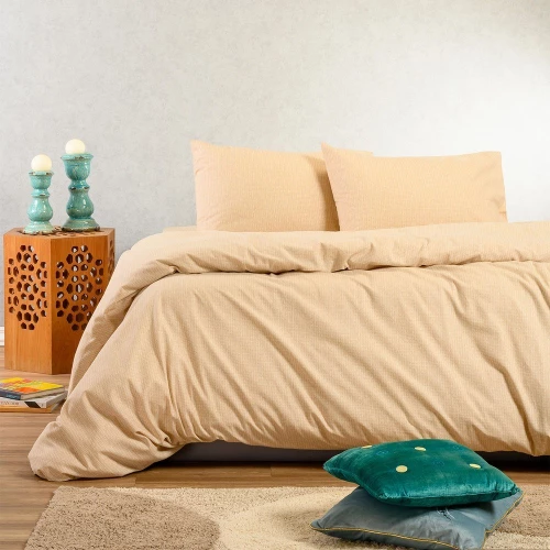 Παπλωματοθήκη Φανελένια Owen Beige Melinen Μονό 165x245cm 100% Βαμβακερή Φανέλα