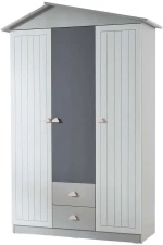 Ντουλάπα Παιδική Τρίφυλλη Ayder 842PRB1102 130x57x204cm Grey Τρίφυλλη