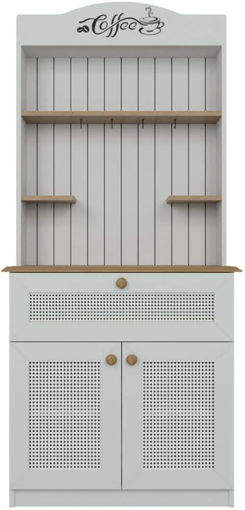 Ντουλάπι Κουζίνας Lucas 350MWD1213 80x42x180cm Oak-White Μοριοσανίδα, Μελαμίνη