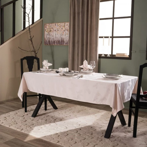 Τραπεζομάντηλο Marselle Με Πετσέτες Φαγητού (Σετ 13τμχ) Ecru Teoran 160X250 Βαμβάκι-Πολυέστερ