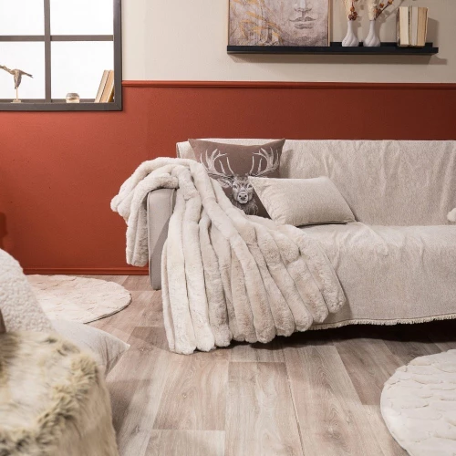 Ριχτάρι Basic 01 Ecru Teoran Τριθέσιο 180x300cm Βαμβάκι-Πολυέστερ