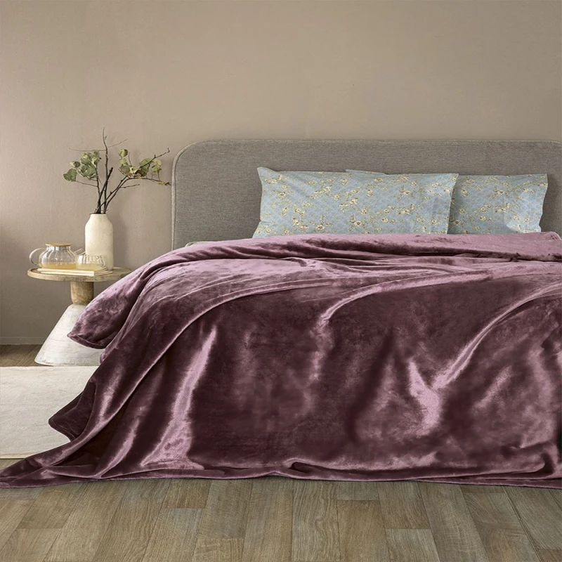 Κουβέρτα Lucy Mauve Palamaiki Μονό 160x220cm Flannel