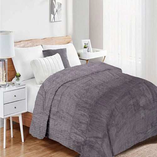 Κουβέρτα Coral Fleece Jacquard Brick 06 Grey DimCol Υπέρδιπλo 220x240cm Πολυέστερ