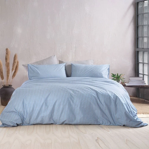 Σεντόνια Polene (Σετ 3τμχ) Blue Ρυθμός Ημίδιπλο 160x260cm 100% Βαμβάκι