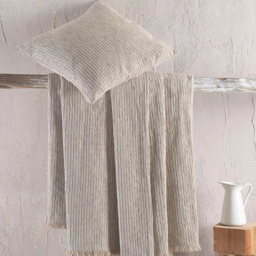 Ριχτάρι Hansel Light Beige Ρυθμός Πολυθρόνα 160x180cm Chenille,Βαμβάκι,Polyester