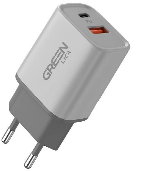 GREEN LYCA GL69713 Φορτιστής Ταξιδιού Γρήγορης Φόρτισης USB Type C (3A) (20W) (Λευκό)