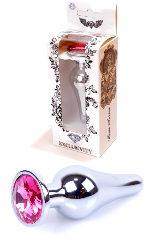 Plug-Jewellery Silver BUTT PLUG- Pink 9,5 εκ