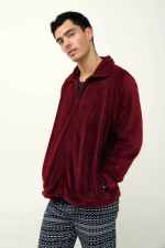 Vamp - Ανδρικό Fleece Τζάκετ με Φερμουάρ - RED PORTO