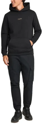 FUNKY BUDDHA Ανδρικό μαύρο ελαστικό cargo παντελόνι FBM012-030-02 BLACK