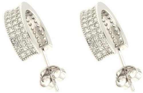 Γυναικεία Σκουλαρίκια Κρίκοι ladyQ από ασήμι 925 σε λευκό χρώμα με Σίγκνιτι Star 444786