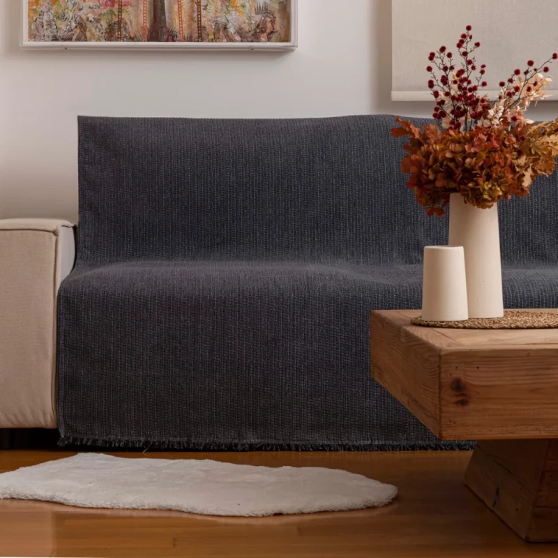 Ριχτάρι Σενίλ Τετραθέσιο Velvet Borea Home Textiles - Γκρι